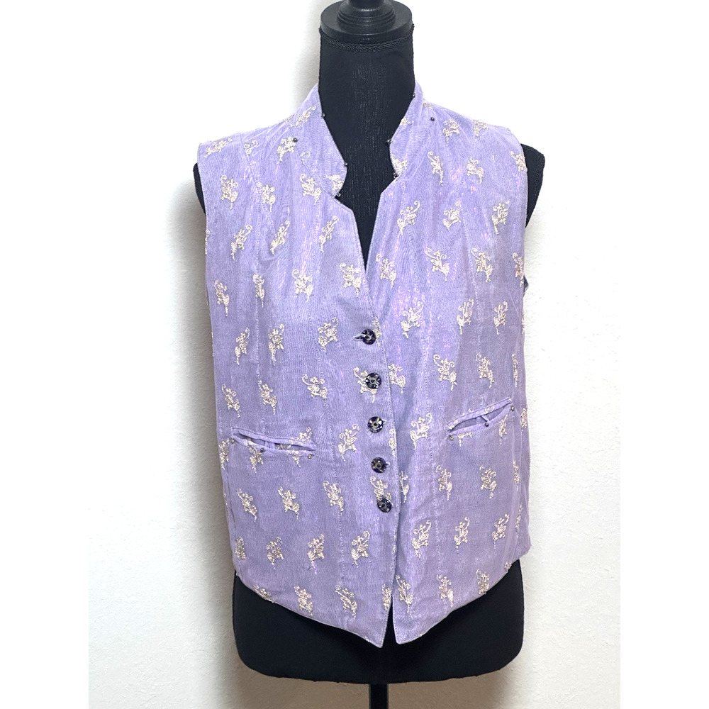 Women’s Vest Purple Iridescent Reversible‎ Purple And Gold Vest Tie Back (Read)